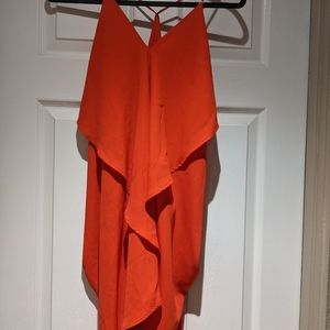 CY SEXY Bright Red Ruffle Layered Relaxed Fit Tunic Dress
